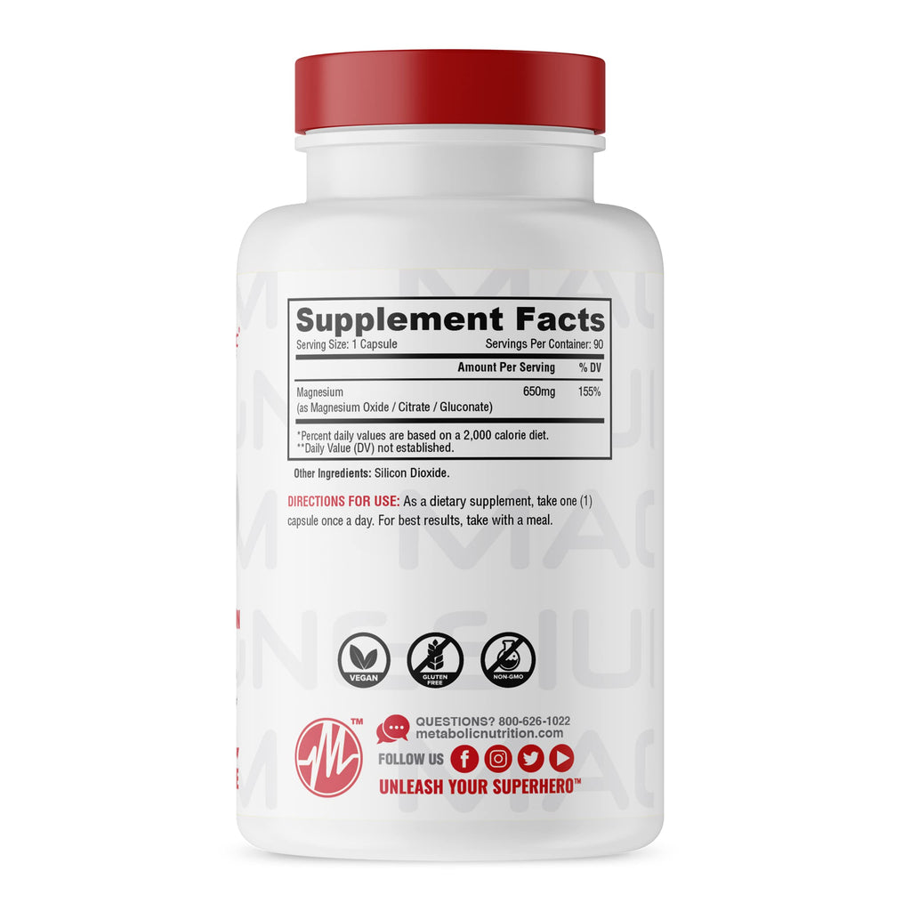 Metabolic Nutrition Magnesium 650mg - 90 Capsules - image 2