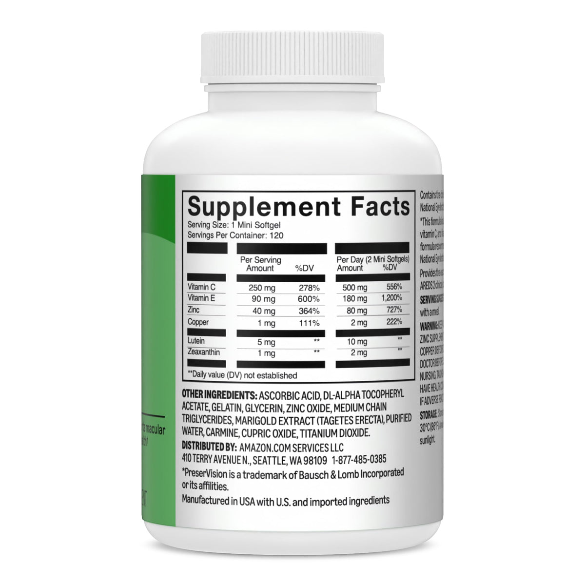 Amazon Basics AREDS 2 Eye Vitamin & Mineral - 120 Softgels - image 5