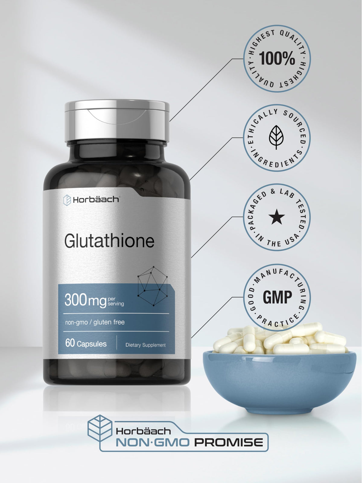 Horbäach Glutathione 300mg Antioxidant - 60 Capsules - image 6