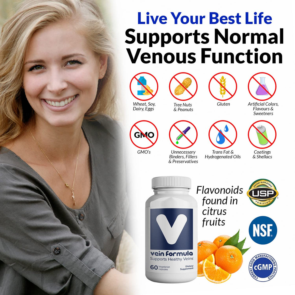 VITASUPPORTMD Vein Formula Diosmin Hesperidin - 60 Capsules - image 3