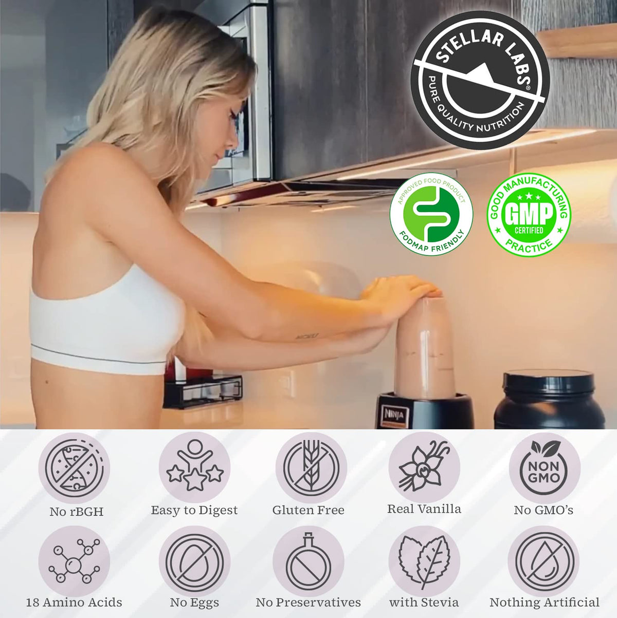 Stellar Labs Whey Protein Powder with BCAA's & Whey Isolate