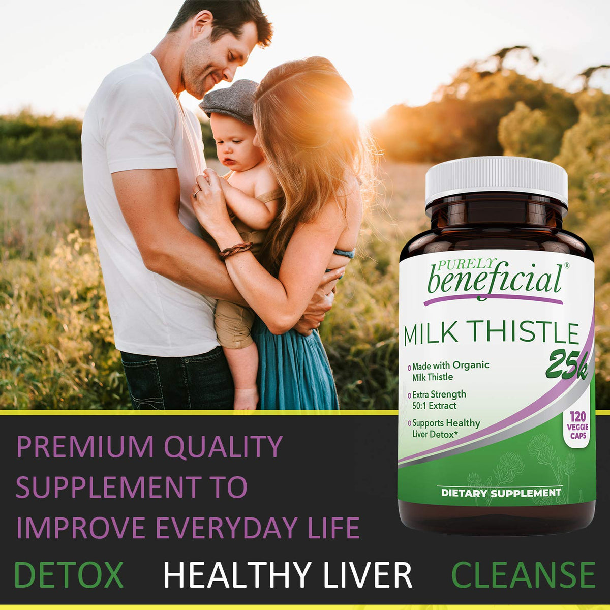 PURELY beneficial Organic Milk Thistle 500mg - 120 Vegetarian Capsules - image 3
