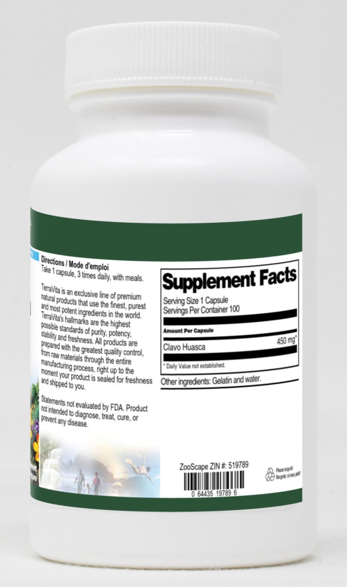 Terravita Clavo Huasca - 450 mg (100 Capsules, ZIN: 519789)