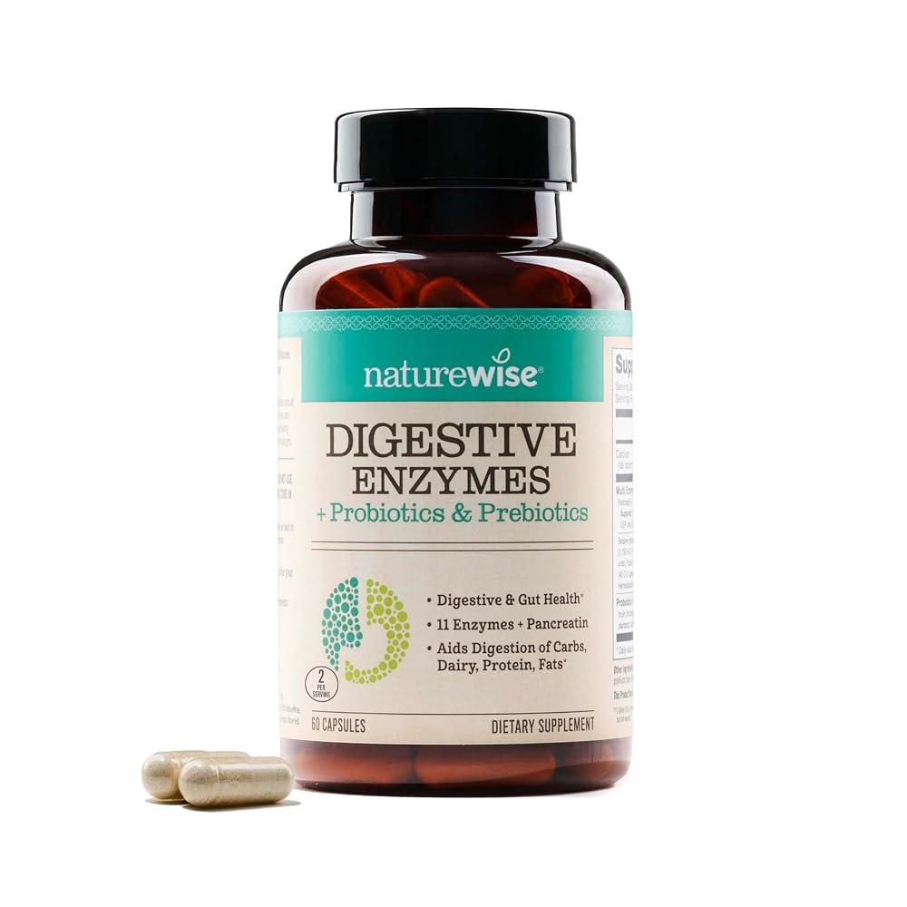 NatureWise Digestive Enzymes Multi-Enzyme with Probiotics - 60 Capsules