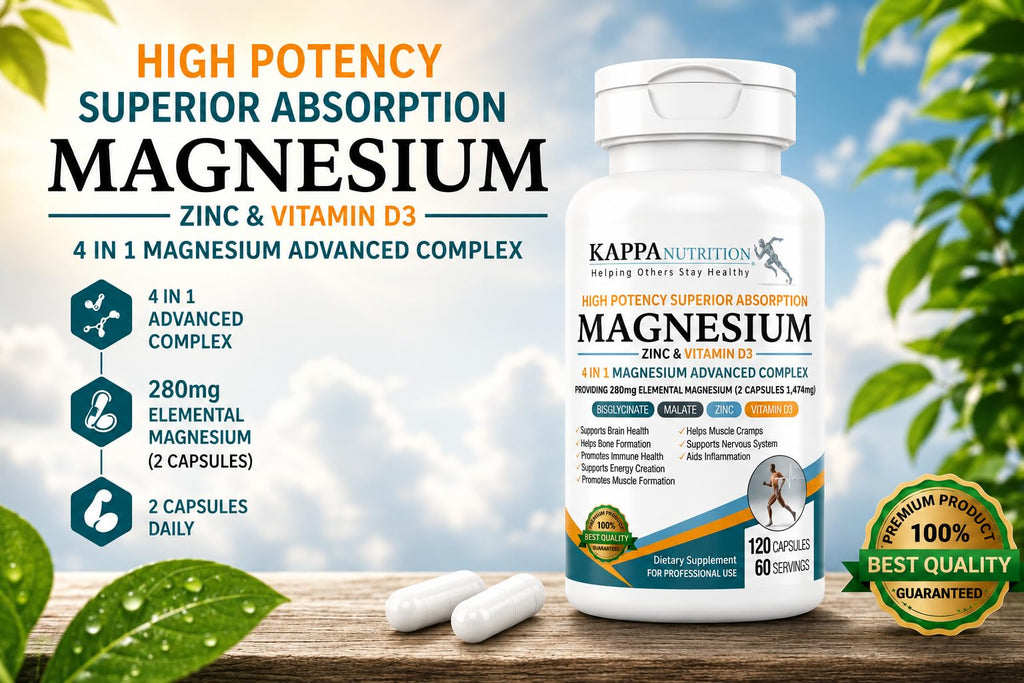 Kappa Nutrition Magnesium 4-in-1 with Zinc & Vitamin D3 - 120 Capsules - image 2