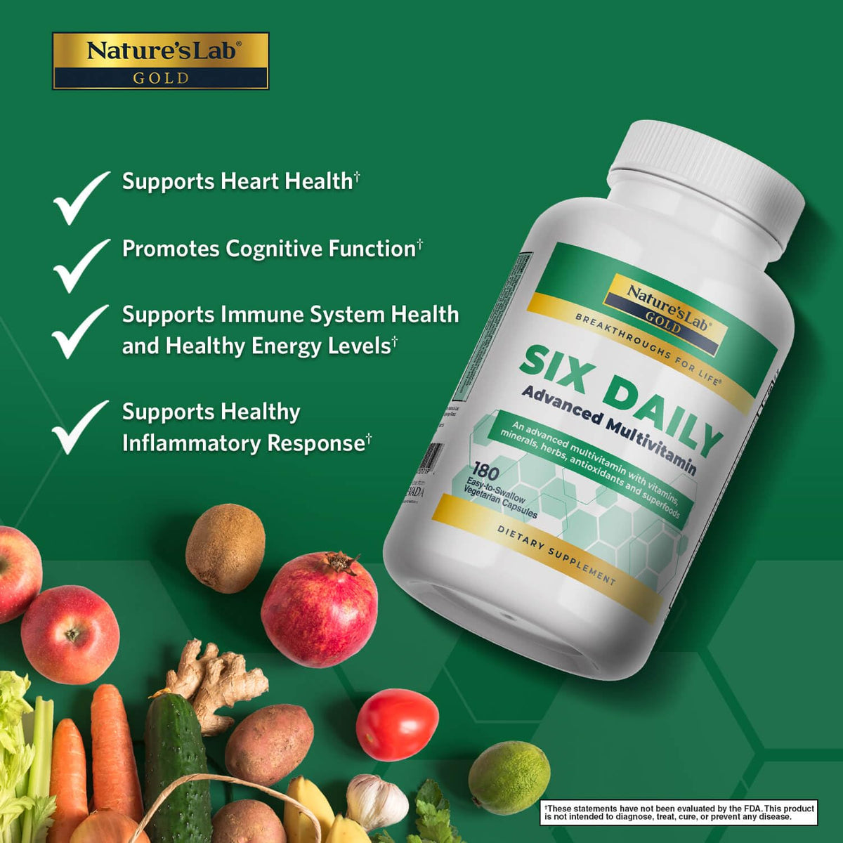 Nature's Lab Six Daily Advanced Multivitamin - 180 Capsules - image 2