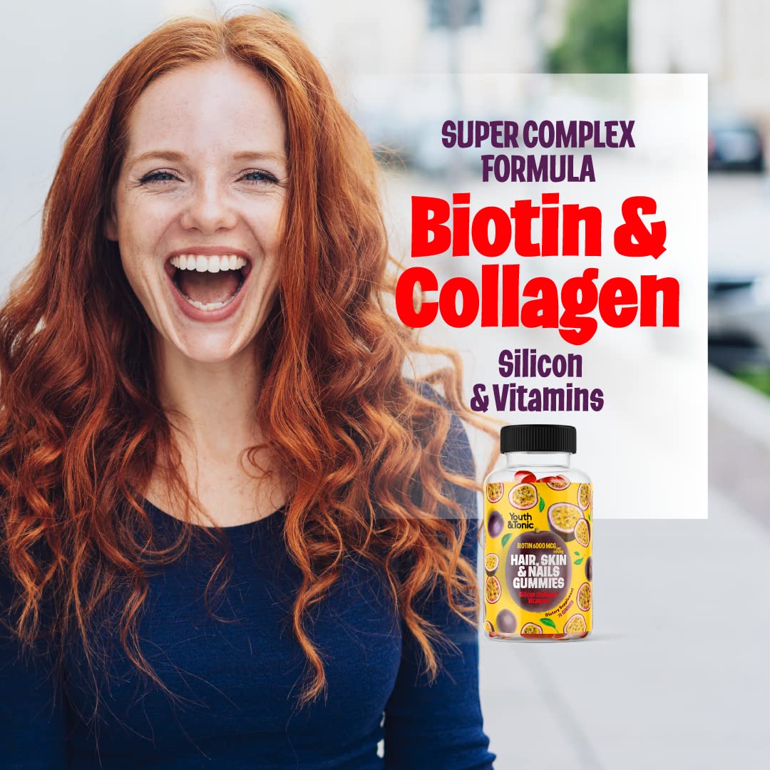 Youth & Tonic Biotin 6000mcg Hair Gummies with Collagen - 70 Count - image 3
