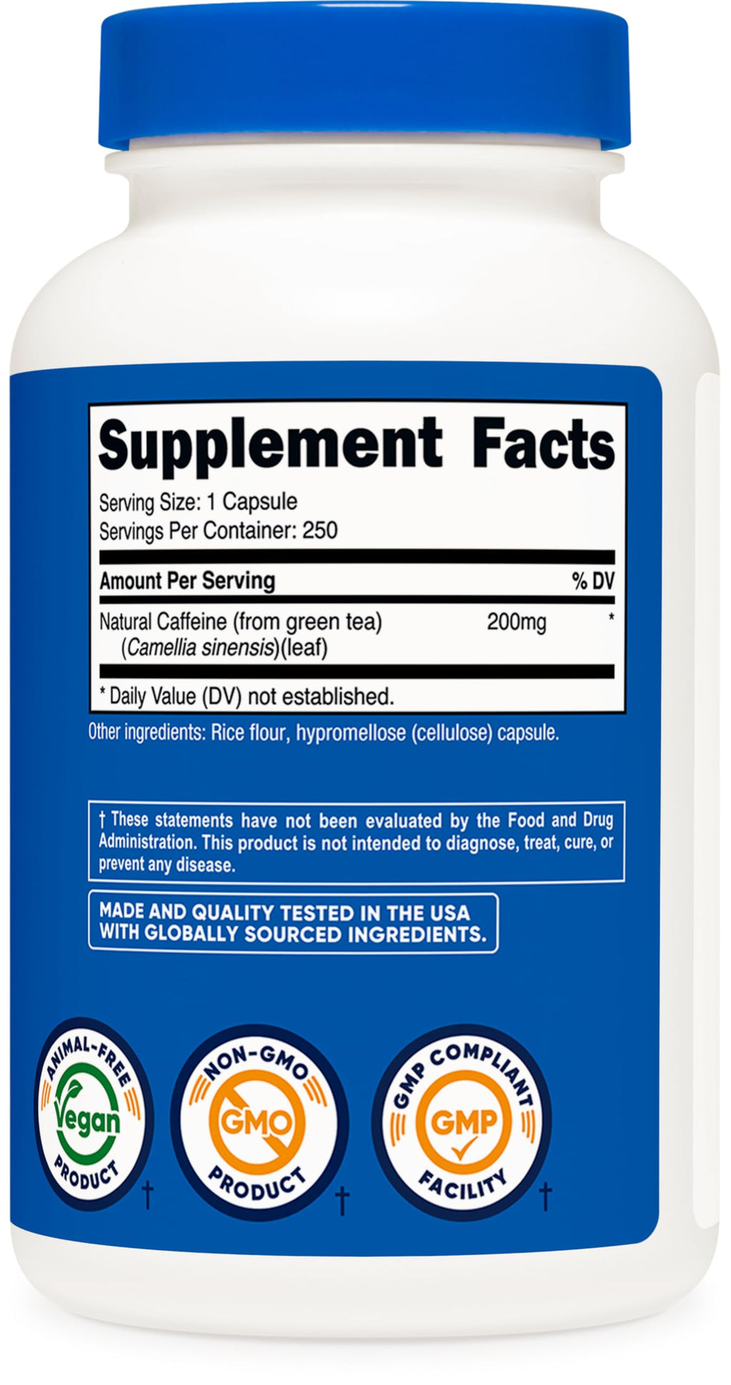 Nutricost Natural Caffeine 200mg - 250 Vegetarian Capsules - image 5