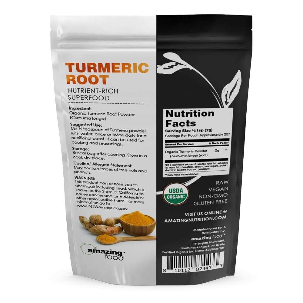 Amazing Nutrition Turmeric Root Powder Organic - 1 Pound - image 2