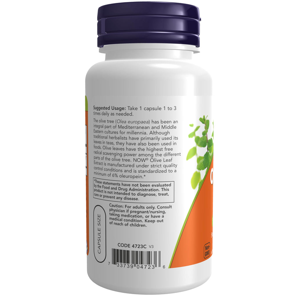 NOW Olive Leaf Extract 500 mg - 60 Vegetarian Capsules - image 3