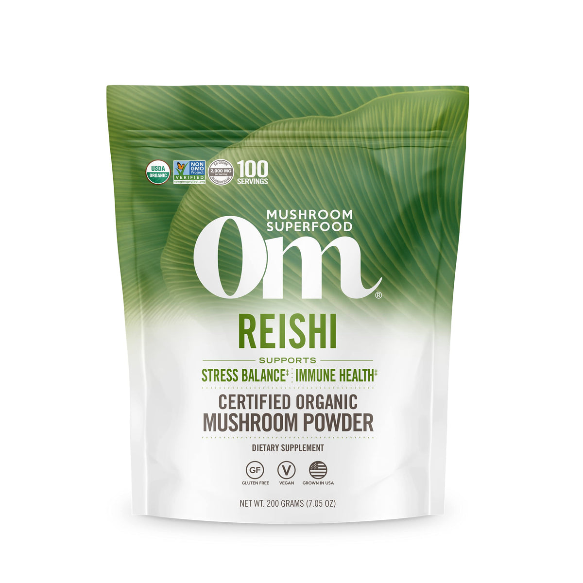 OM Mushroom Superfood Reishi Organic Powder for Stress Relief - 100 Servings