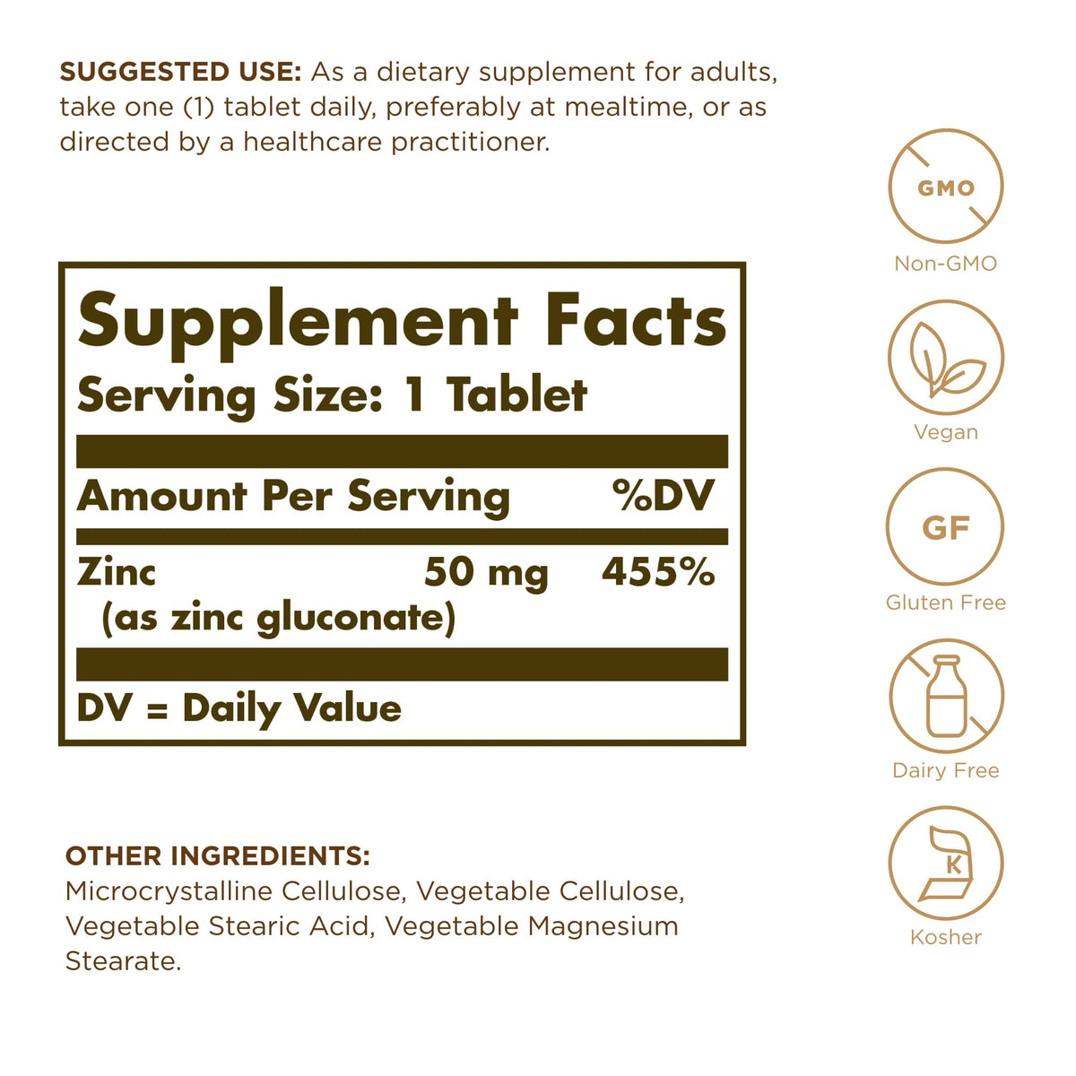 Solgar Zinc 50 mg - 100 Tablets - image 2