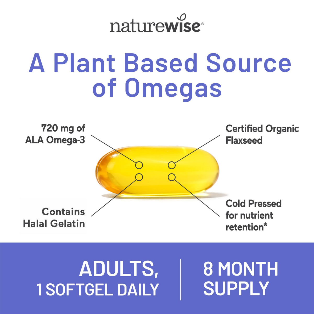 NatureWise Flaxseed Oil 1200 mg Omega 3 6 9 - 240 Softgels - image 4