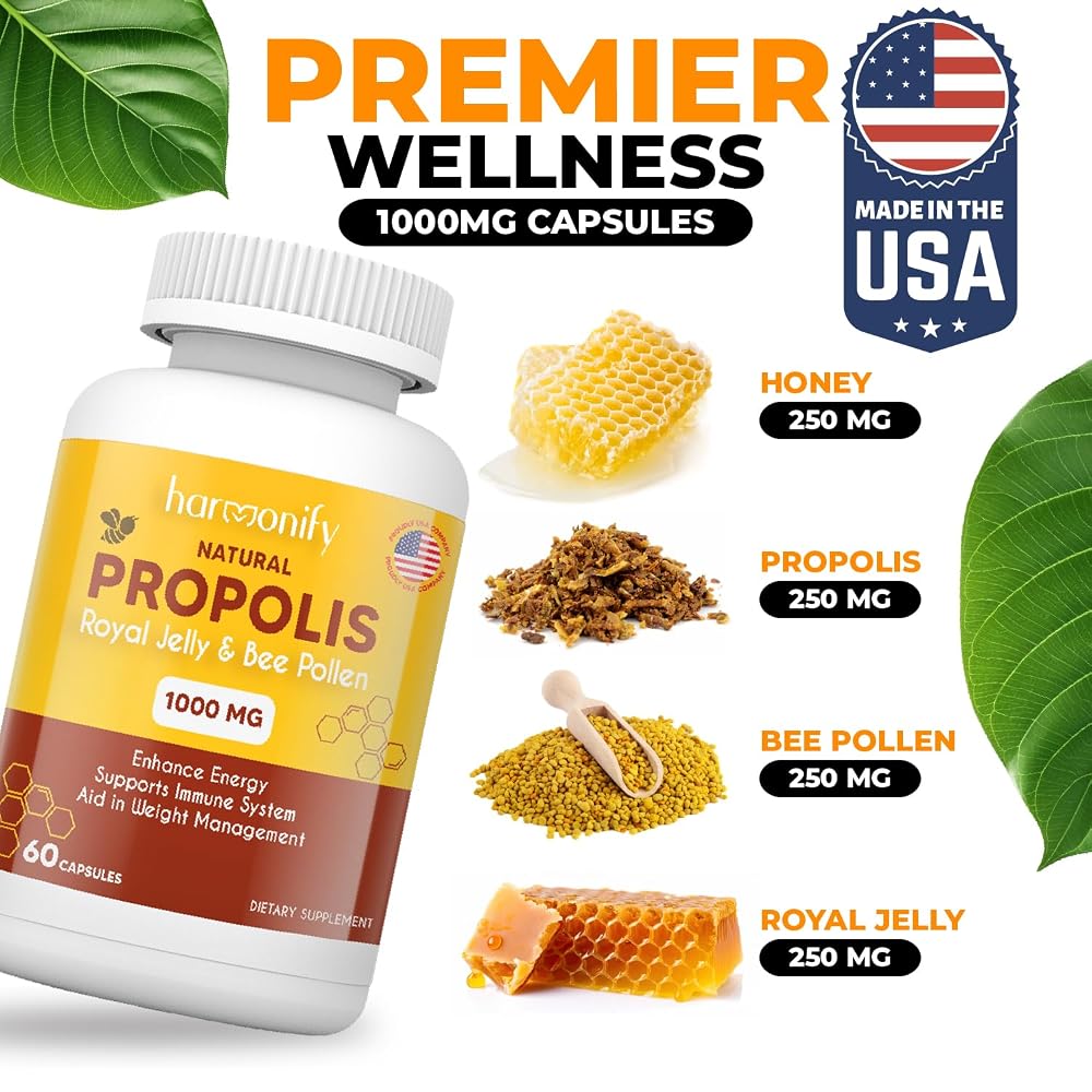 HARMONIFY Bee Pollen Propolis Royal Jelly Extract - 60 Capsules - image 2