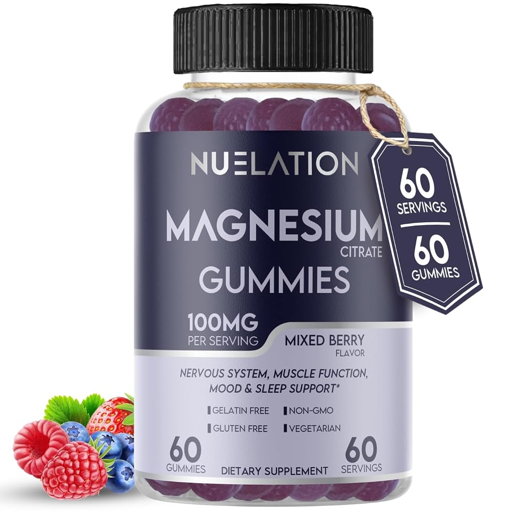 NUELATION Magnesium Citrate Gummies 100mg for Sleep - 60 Gummies