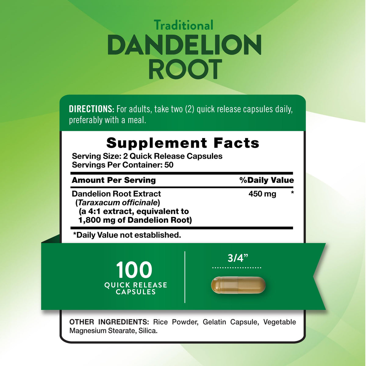 Nature's Truth Dandelion Root Capsules - 100 Count - image 2