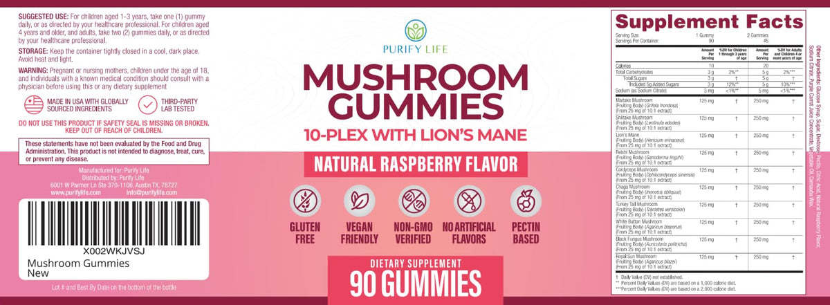 Purify Life Mushroom Gummies 10-Plex for Focus & Clarity - 90 Gummies - image 10
