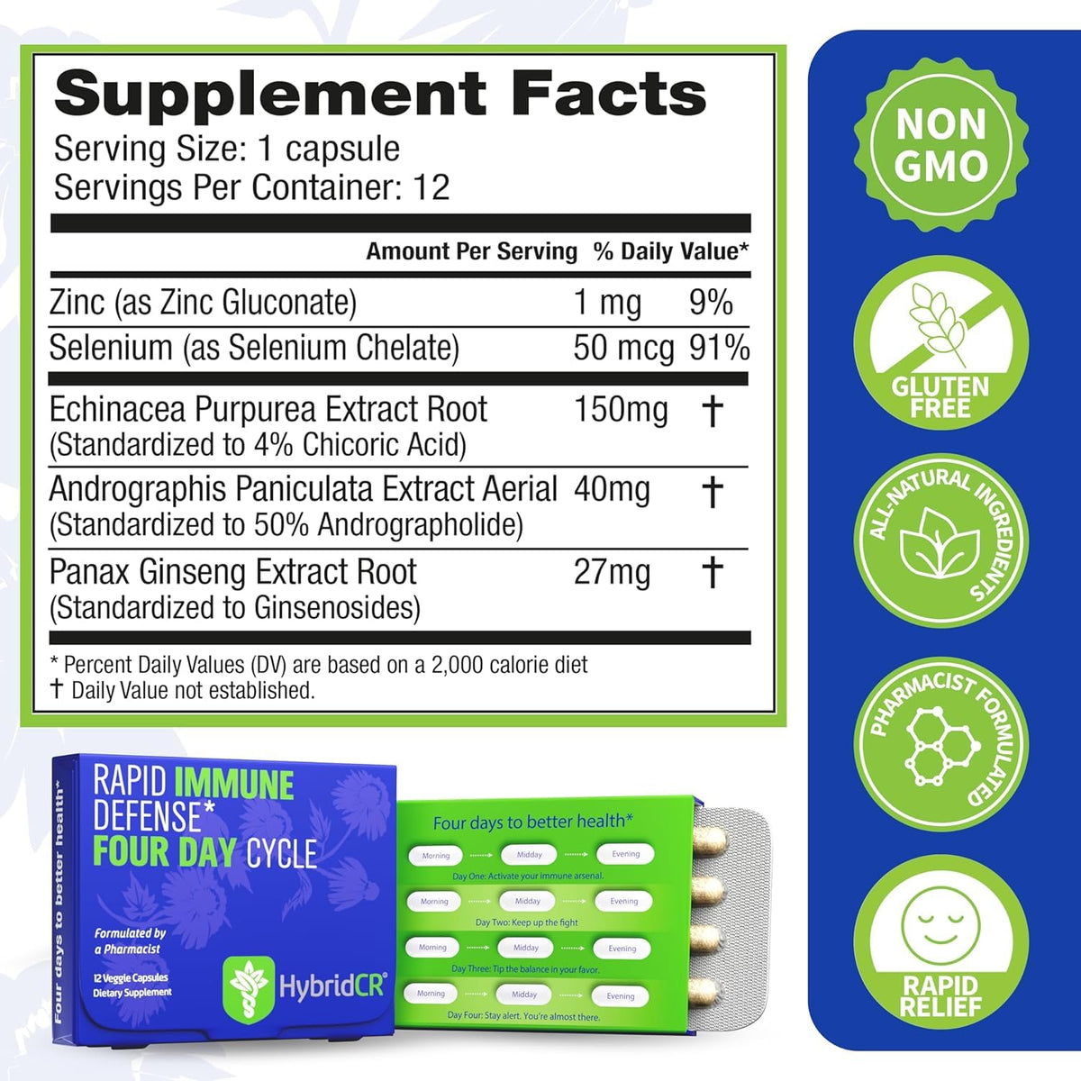 HybridCR Immune Support Supplement & Seasonal Defense for Adults