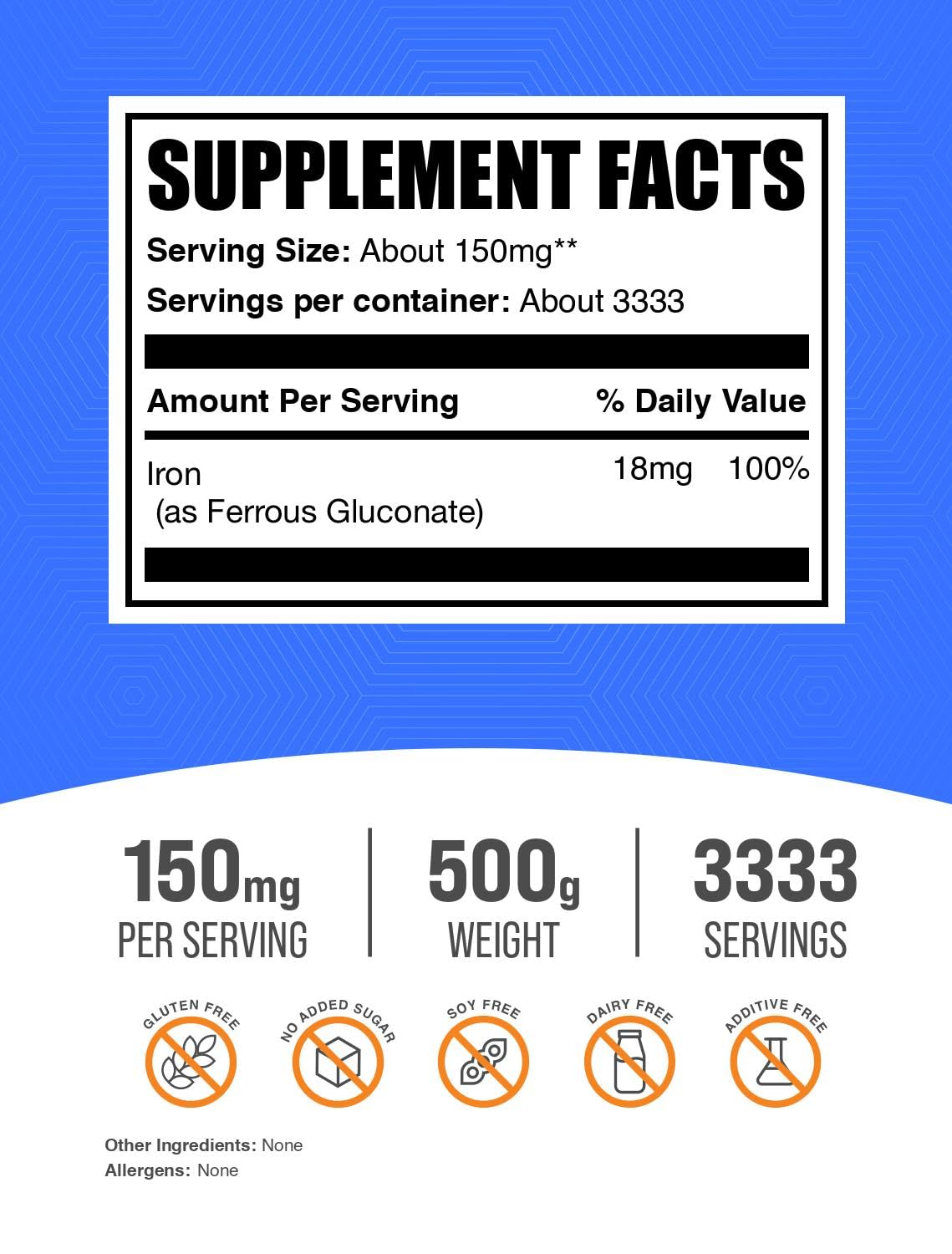 BulkSupplements.com Ferrous Gluconate Powder
