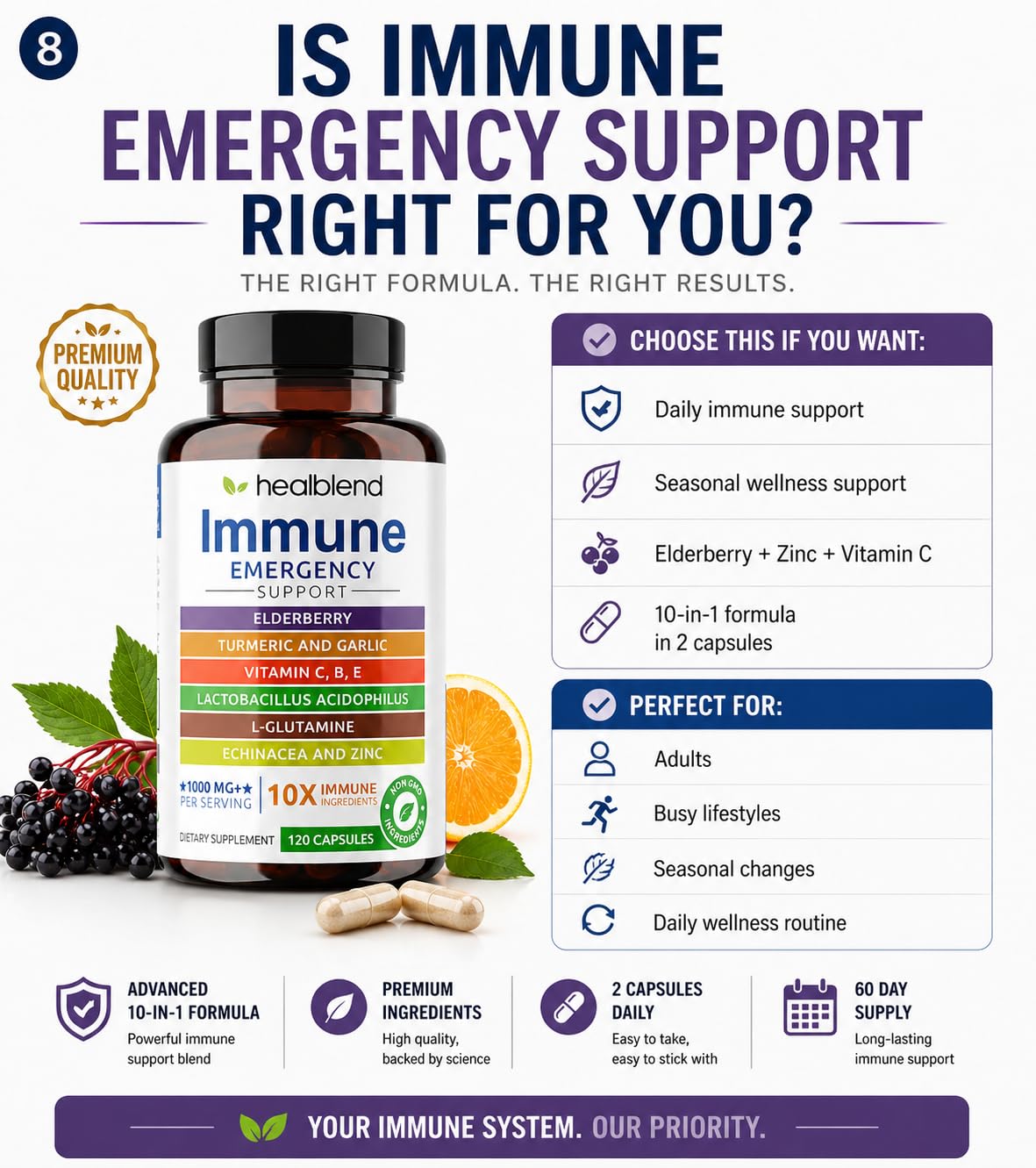 healblend 10 in 1 Immune Support Supplement with Elderberry & Zinc - image 8