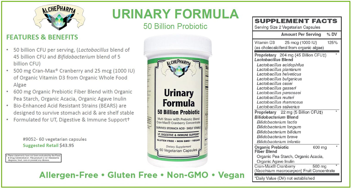 AlchePharma Urinary Formula 50 Billion Probiotic - 60 Vegetarian Capsules - image 5
