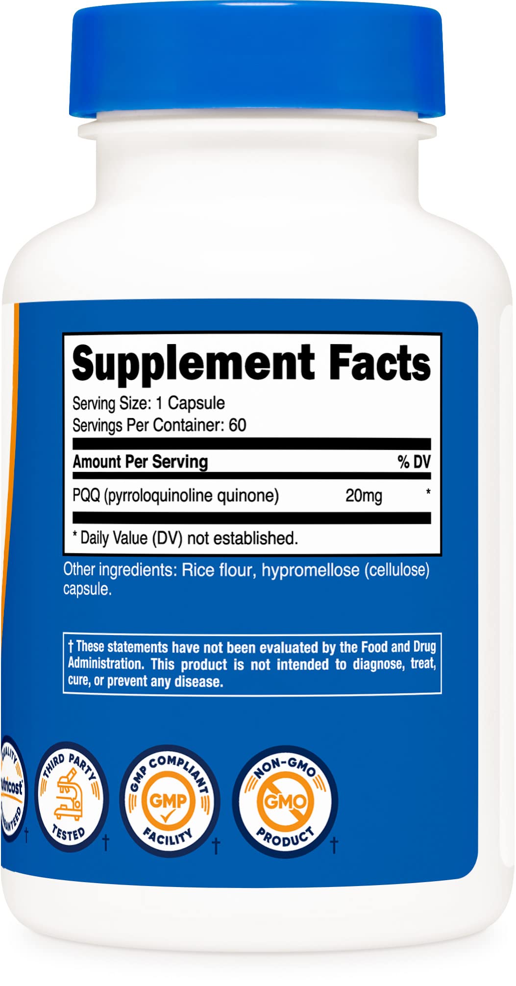 Nutricost PQQ (Pyrroloquinoline Quinone) Capsules 20mg - Veggie