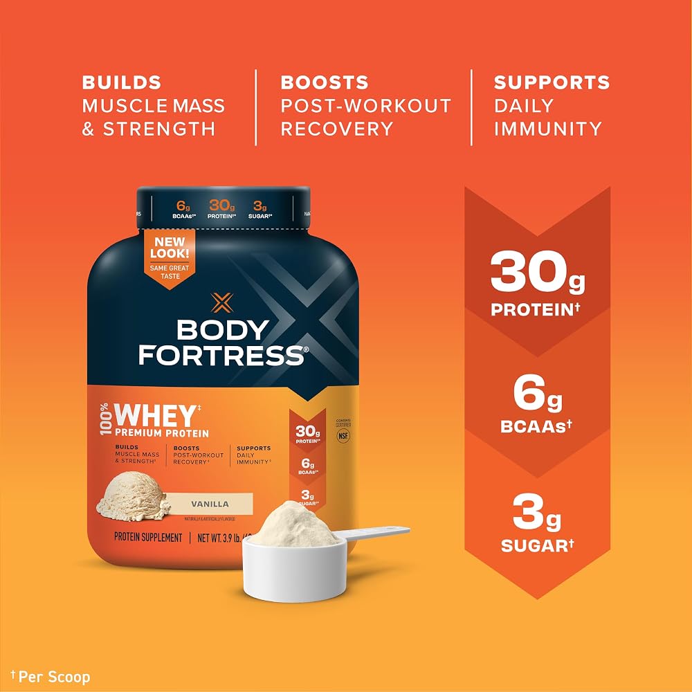 Body Fortress 100% Whey Protein Powder Vanilla & Chocolate - 2x 3.9 lb - image 4