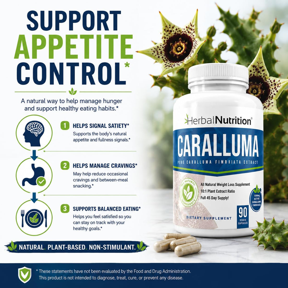 Herbal Nutrition Caralluma Fimbriata 1200mg Appetite Support - 90 Capsules - image 3