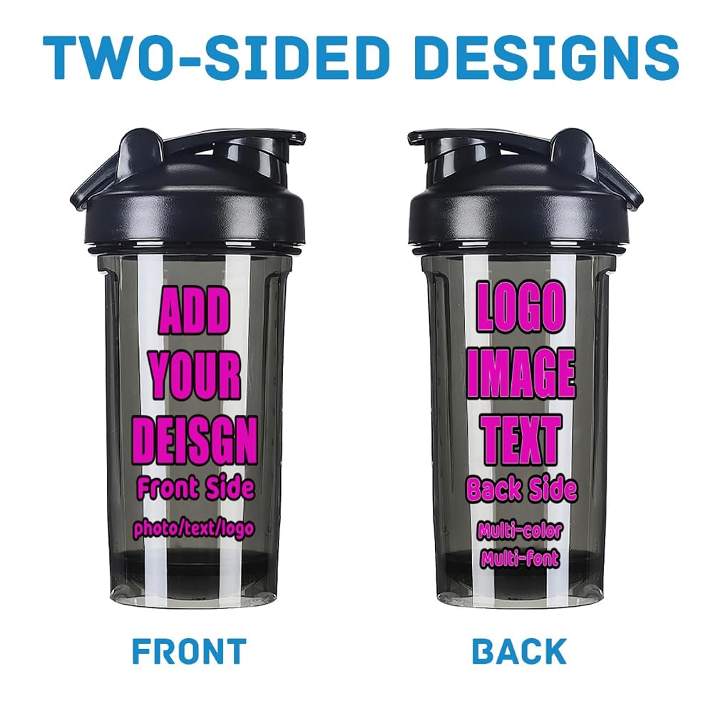 VUASYIE Custom Shaker Bottles For Protein Mixes 18oz Sport Bottles