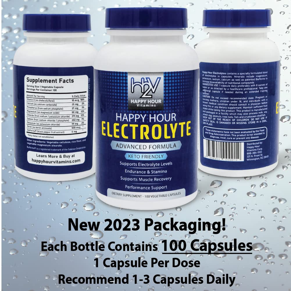 Happy Hour Vitamins Electrolyte Pill - 100 Vegetarian Capsules - image 2