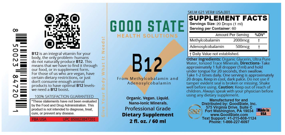 Good State Vitamin B12 Liquid Supplement Vegan - 2 Fl Oz - image 4