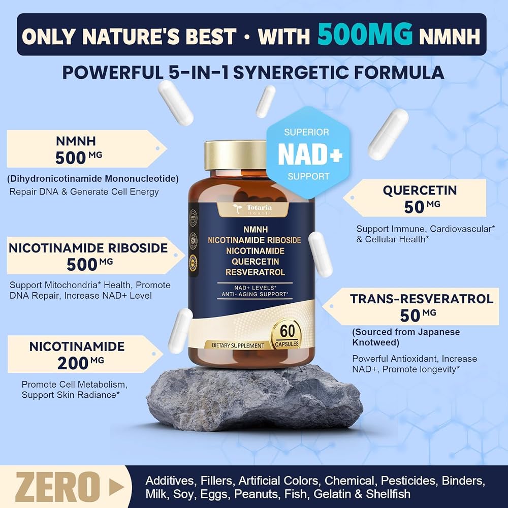 Totaria NMNH NAD+ Support with Resveratrol - 60 Capsules - image 6