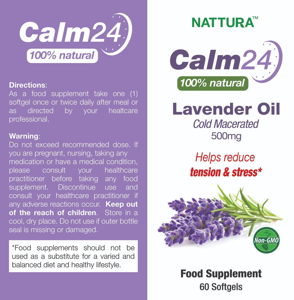 Nattura Calm Aid Lavender Oil 500mg - 60 Softgels - image 2