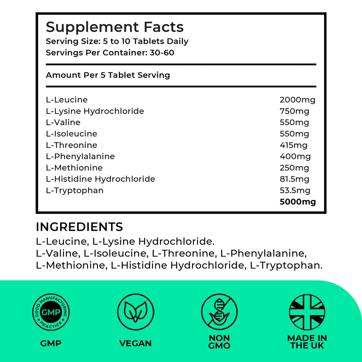 Love Life Supplements Essential Amino Acids EAA & BCAA Tablets - 300 Tablets - image 2