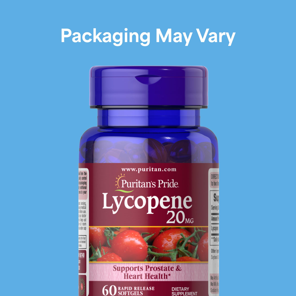 Puritan's Pride Lycopene 20mg Antioxidant Support - 60 Softgels - image 2