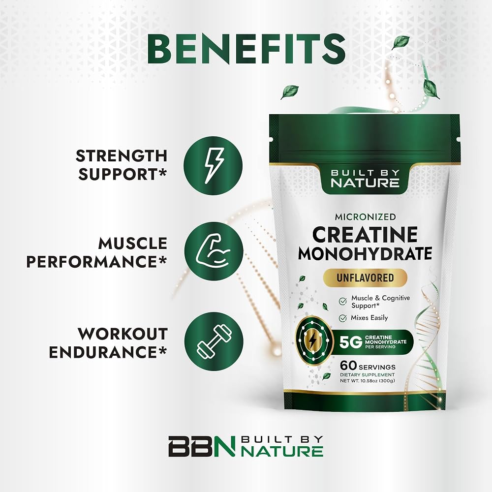 Built by Nature Creatine Monohydrate Powder Unflavored - 300g - image 2