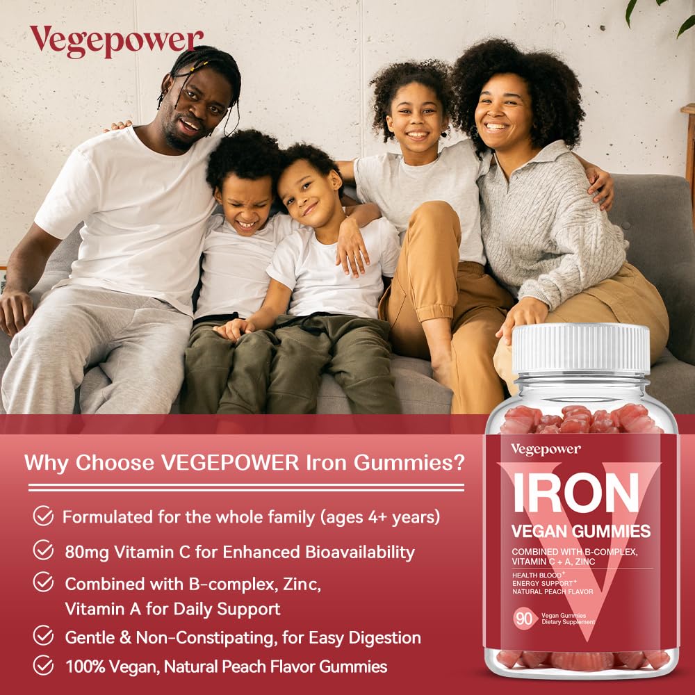 VEGEPOWER Vegan Iron Supplement Gummies - with Vitamin C