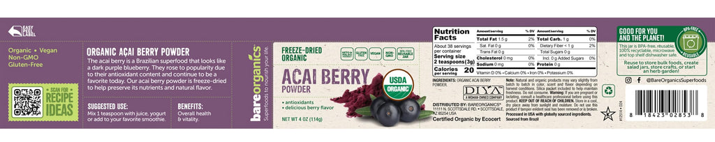 BareOrganics Acai Powder Organic Freeze-Dried - 4 Oz - image 2