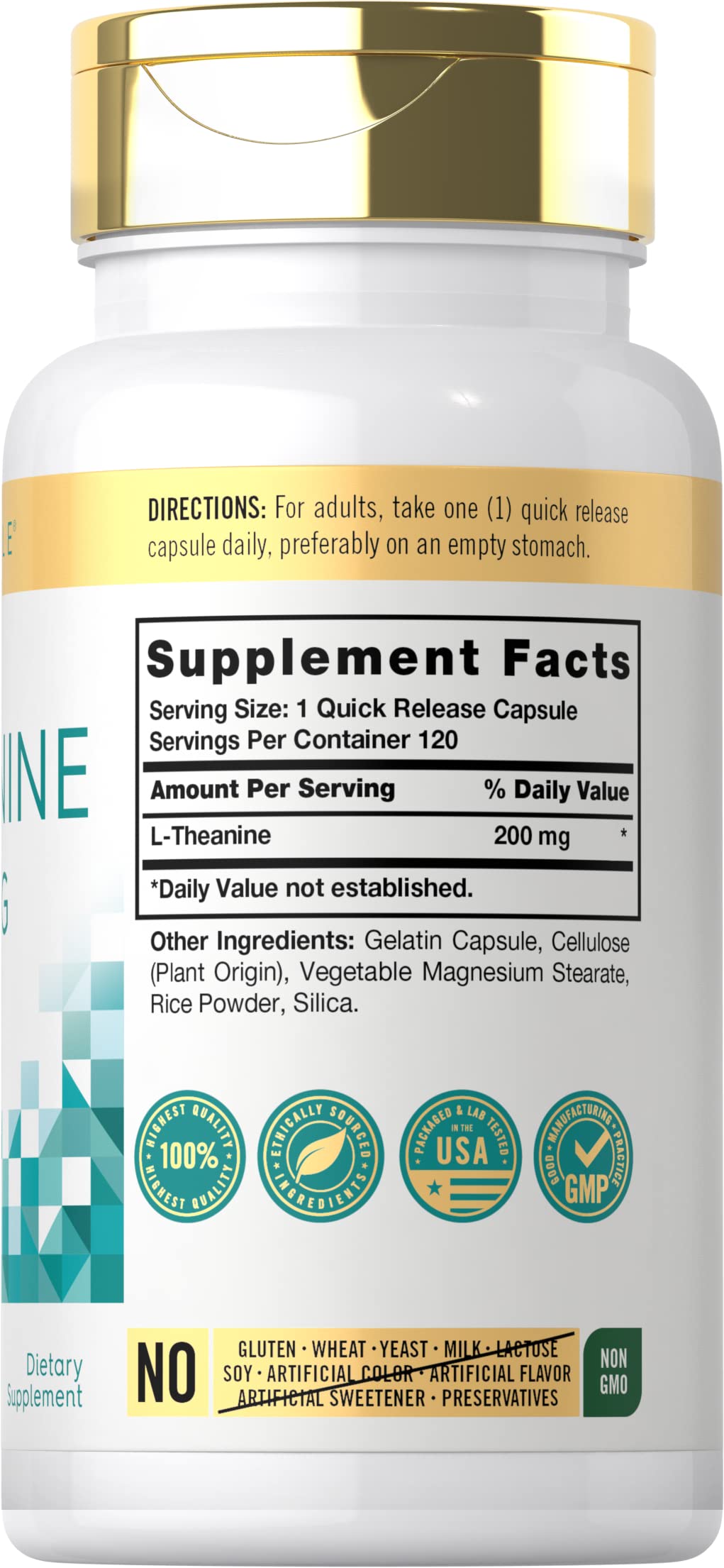 Carlyle L-Theanine 200mg Supplement - 120 Capsules - image 2