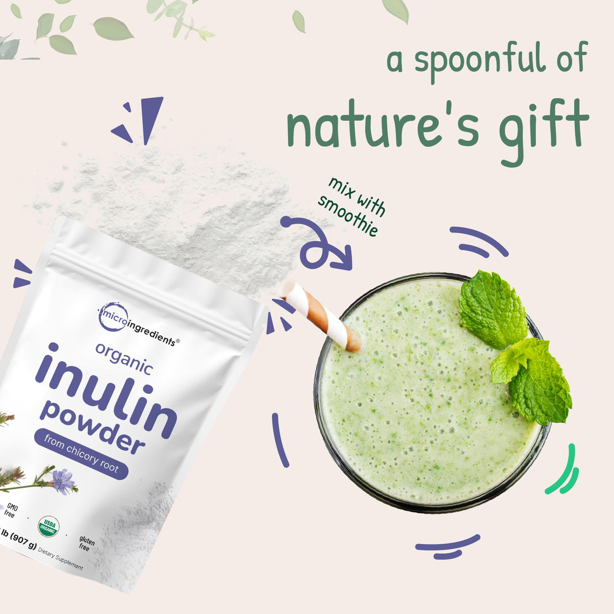 Micro Ingredients Organic Inulin Fiber Powder - 2 lb - image 5