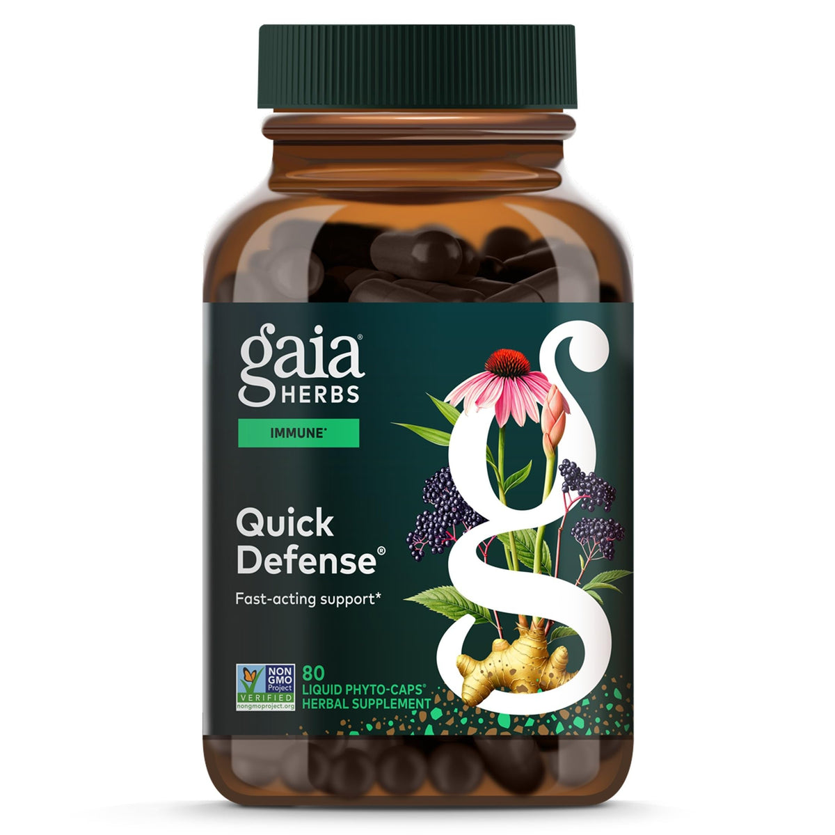 Gaia Herbs Quick Defense Immune Support - 80 Vegan Capsules