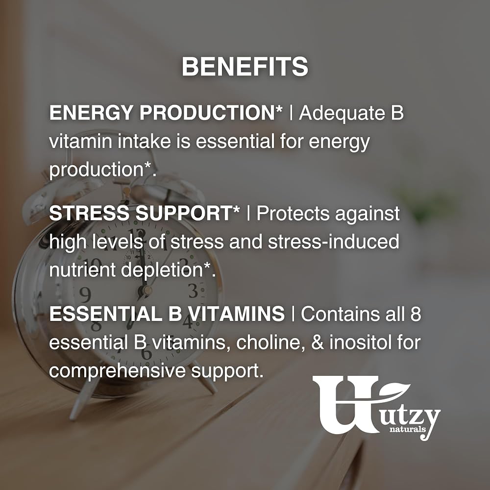 Utzy Naturals Vitamin B Complex All 8 B Vitamins - 60 Capsules - image 5