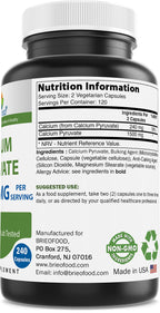 Brieofood Calcium Pyruvate 1500mg - 240 Vegetarian Capsules - image 8