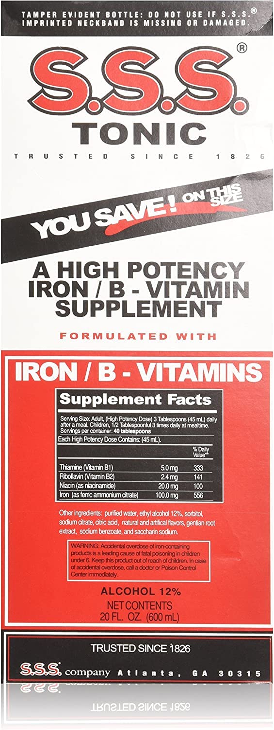 S.S.S. CO. S.S.S. Tonic Liquid Iron & B-Complex for Energy - 40 Fl Oz