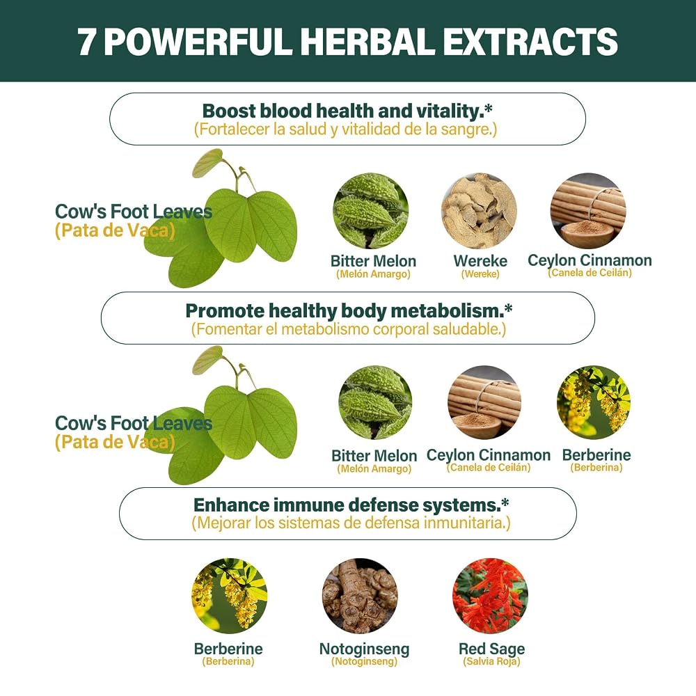 Fuenvegtal Pata de Vaca Extract Herbal Capsules - 90 Count - image 4