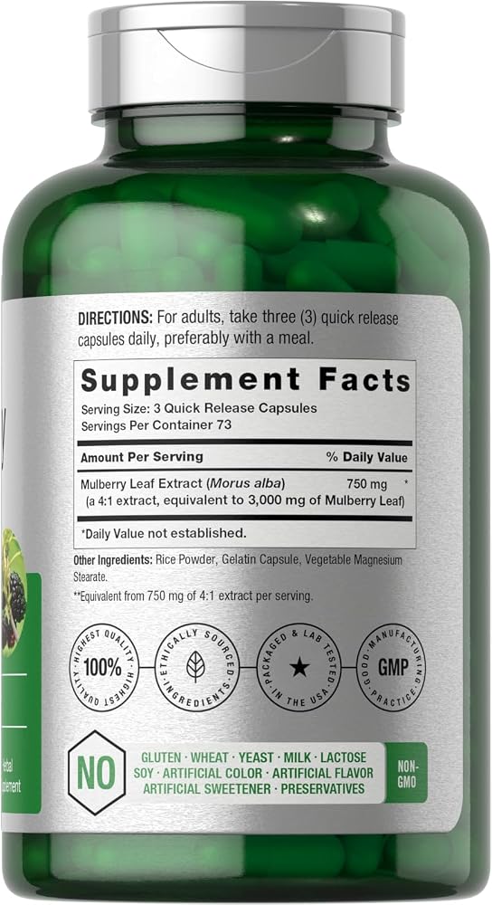 Horbäach Mulberry Leaf Extract Capsules - 220 Count - image 2