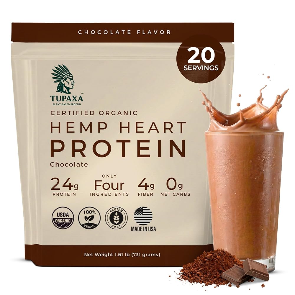 TUPAXA USDA Organic Hemp Protein Powder for Women & Men - Unflavored
