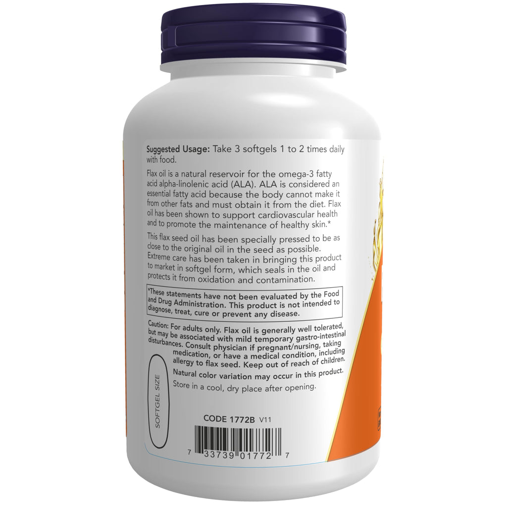 Now Supplements, Flax Oil 1,000 mg Made with Organic Flax Oil