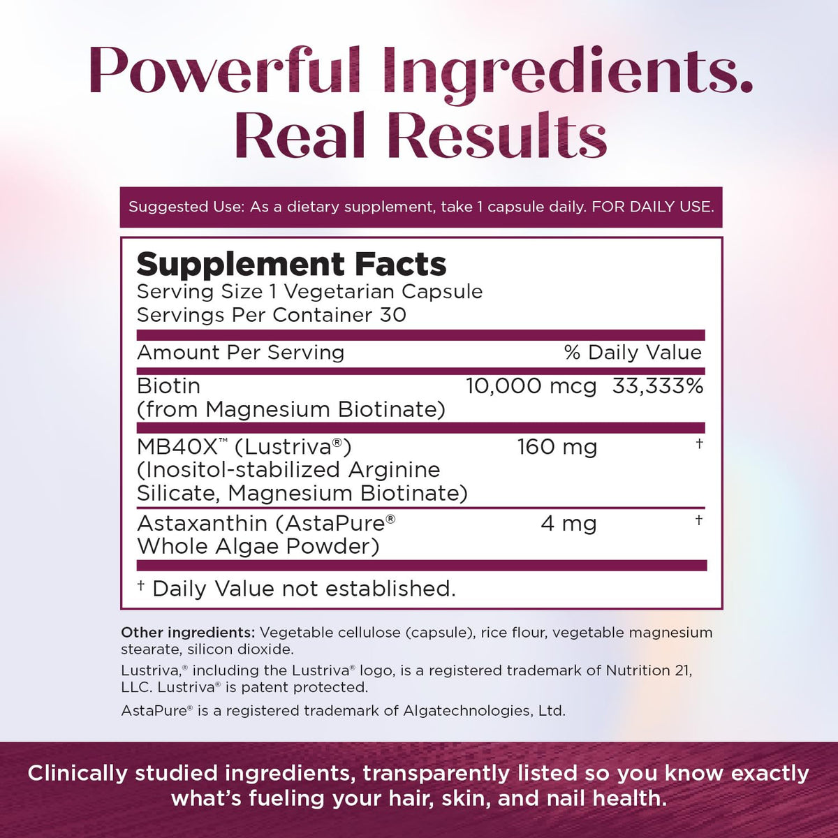Purity Products MyBiotin ProClinical w/Astaxanthin Healthier Skin +