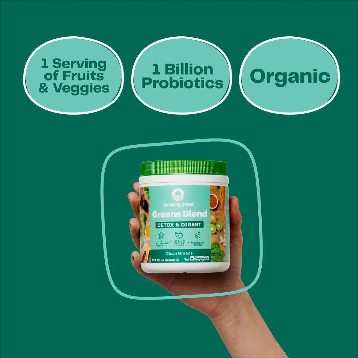 Amazing Grass Greens Blend Detox and Digest Clean Greens, 30 Servings - image 2